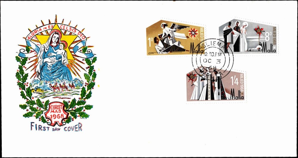 Malta 1968 Christmas FDC Multi Stamp Valletta CDS