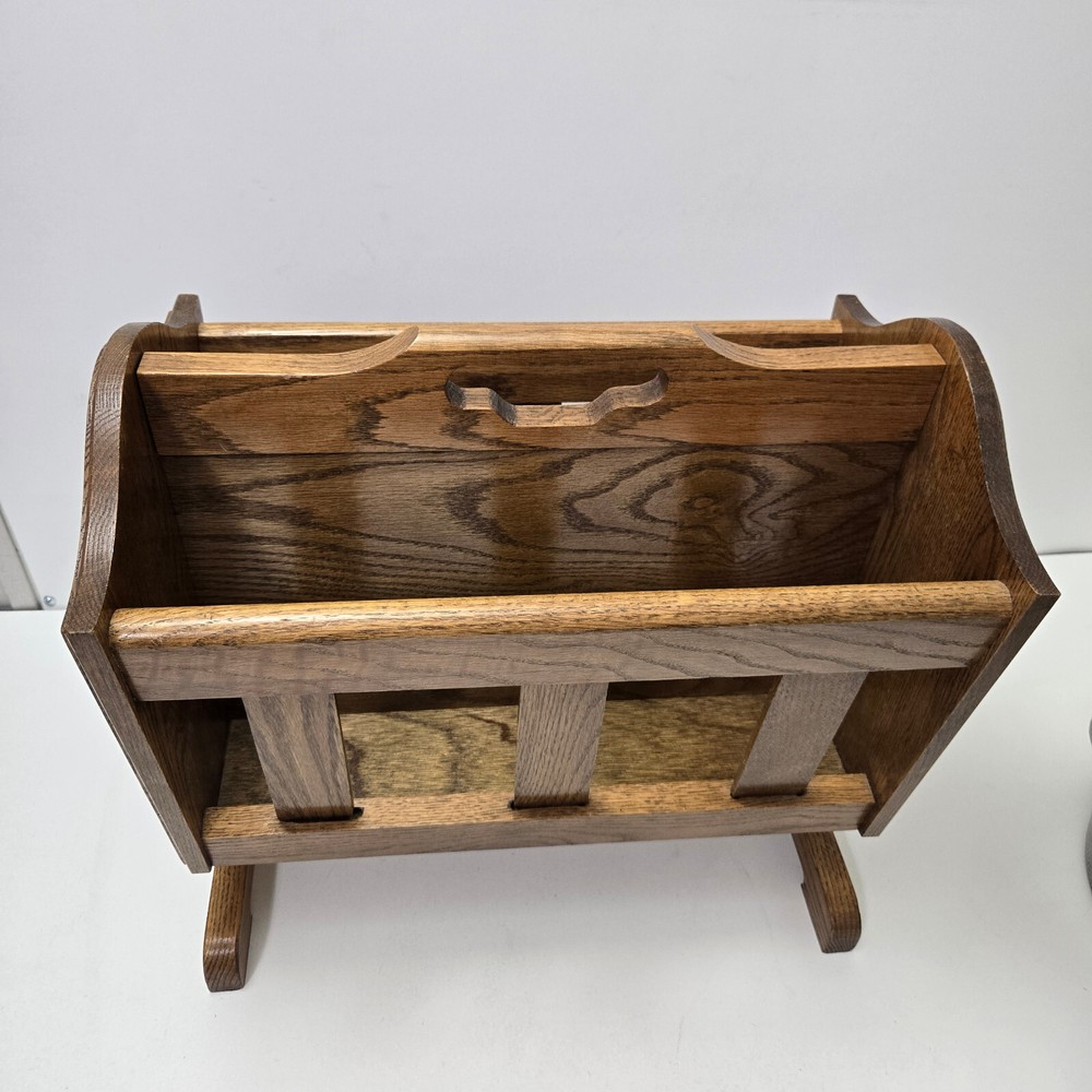 Vintage Solid Oak Magazine Rack Excellent Condition Wood
