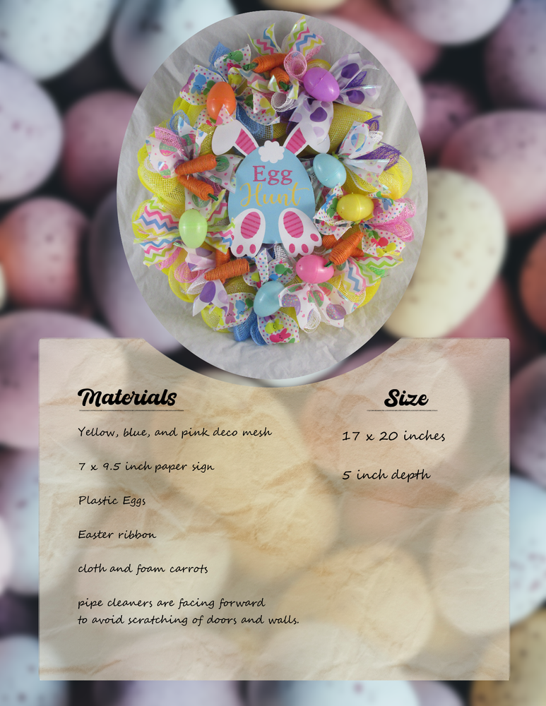 Bubbles, Cruffles, and Curls Deco Mesh Easter Wreath