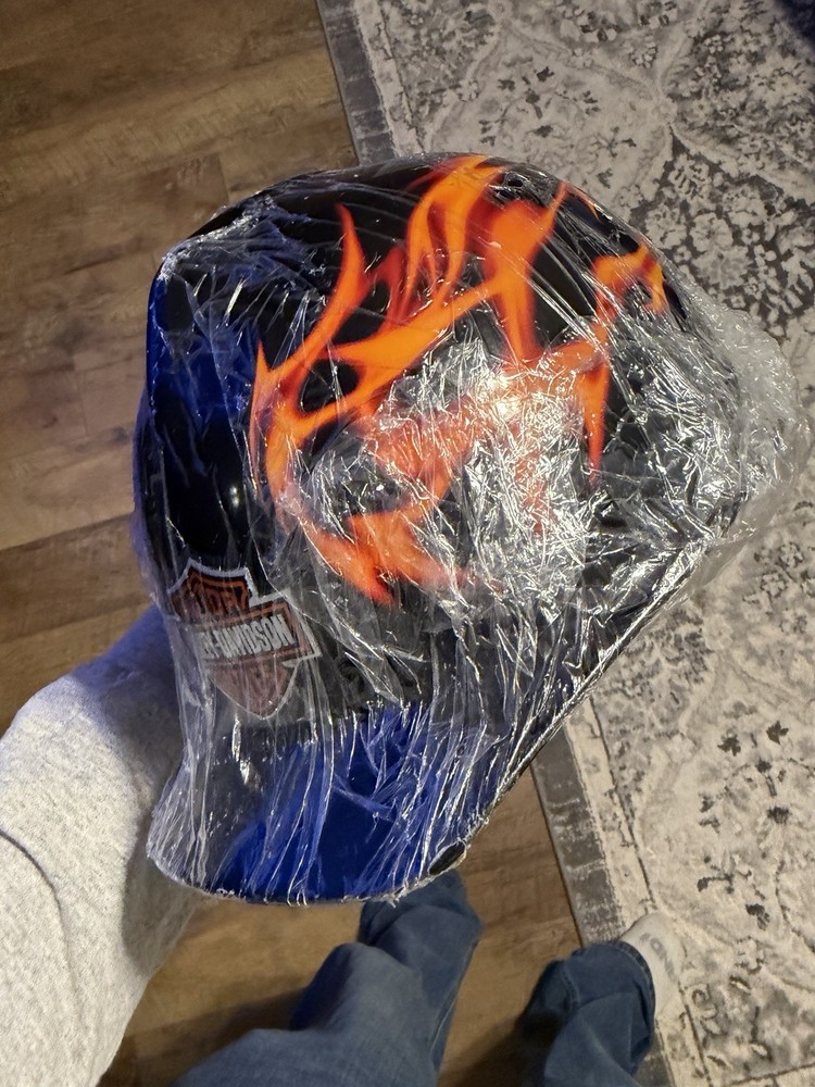 Harley-Davidson Black Hard Hat with Orange Flame Graphic