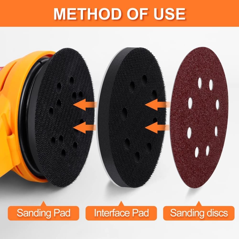 Cushion Buffer Pad Density Backing Hook Soft Sponge 8Holes Loop Interface 5" ∧ ╏