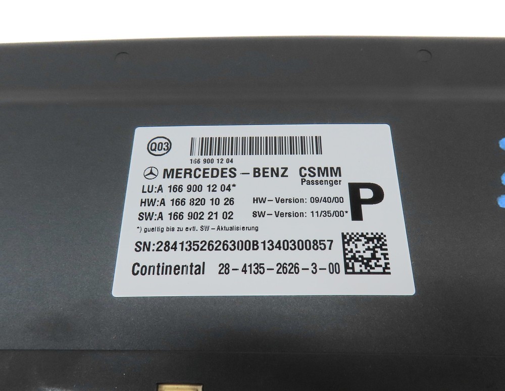 2013 MERCEDES ML350 (W166) FRONT RIGHT PASSENGER SEAT CONTROL MODULE