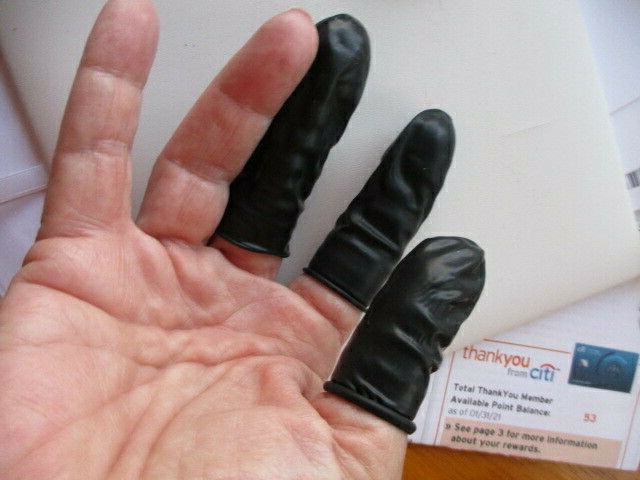 Black Latex Finger Cots Bergeon  MEDIUM size One Dozen