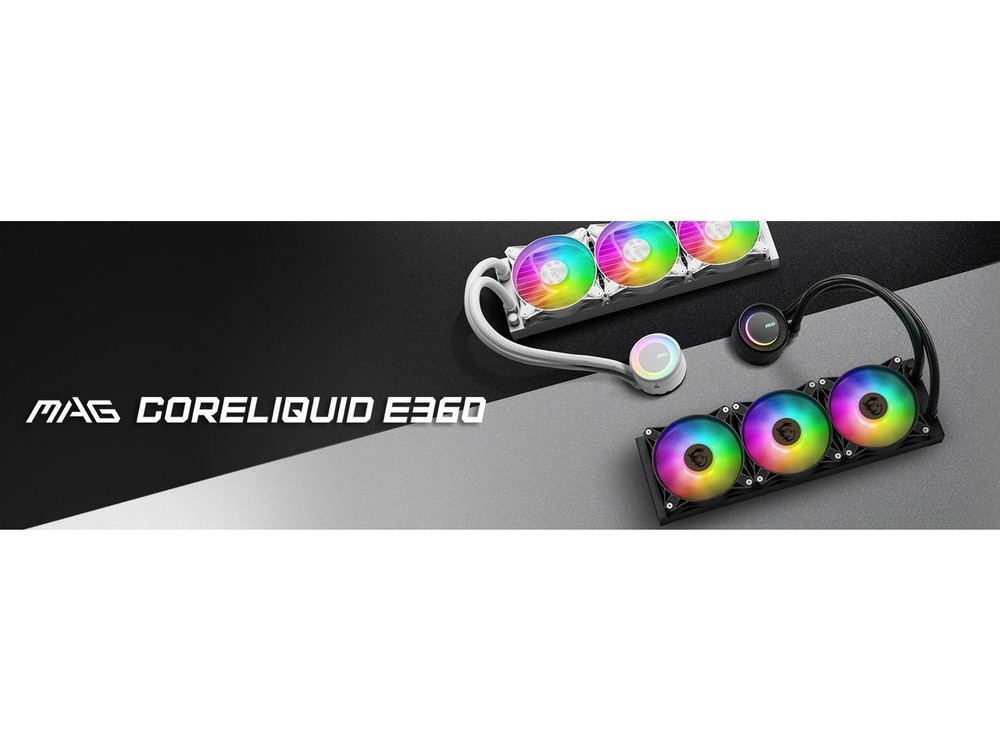 MSI MAG CoreLiquid E360 Black - AIO ARGB CPU Liquid Cooler - Rotating Cap Design