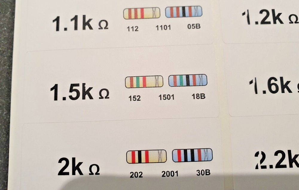 Resistor Organization Sticker System - Color Coded
