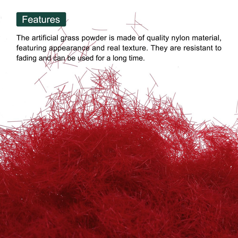 Static Grass Nylon Artificial Grass Powder 3mm 2 x 30g Grass Red
