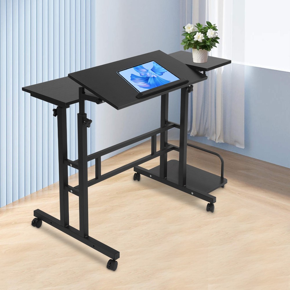 Mobile Standing Desk Foldable Computer Desk Adjustable Hight for Home Office