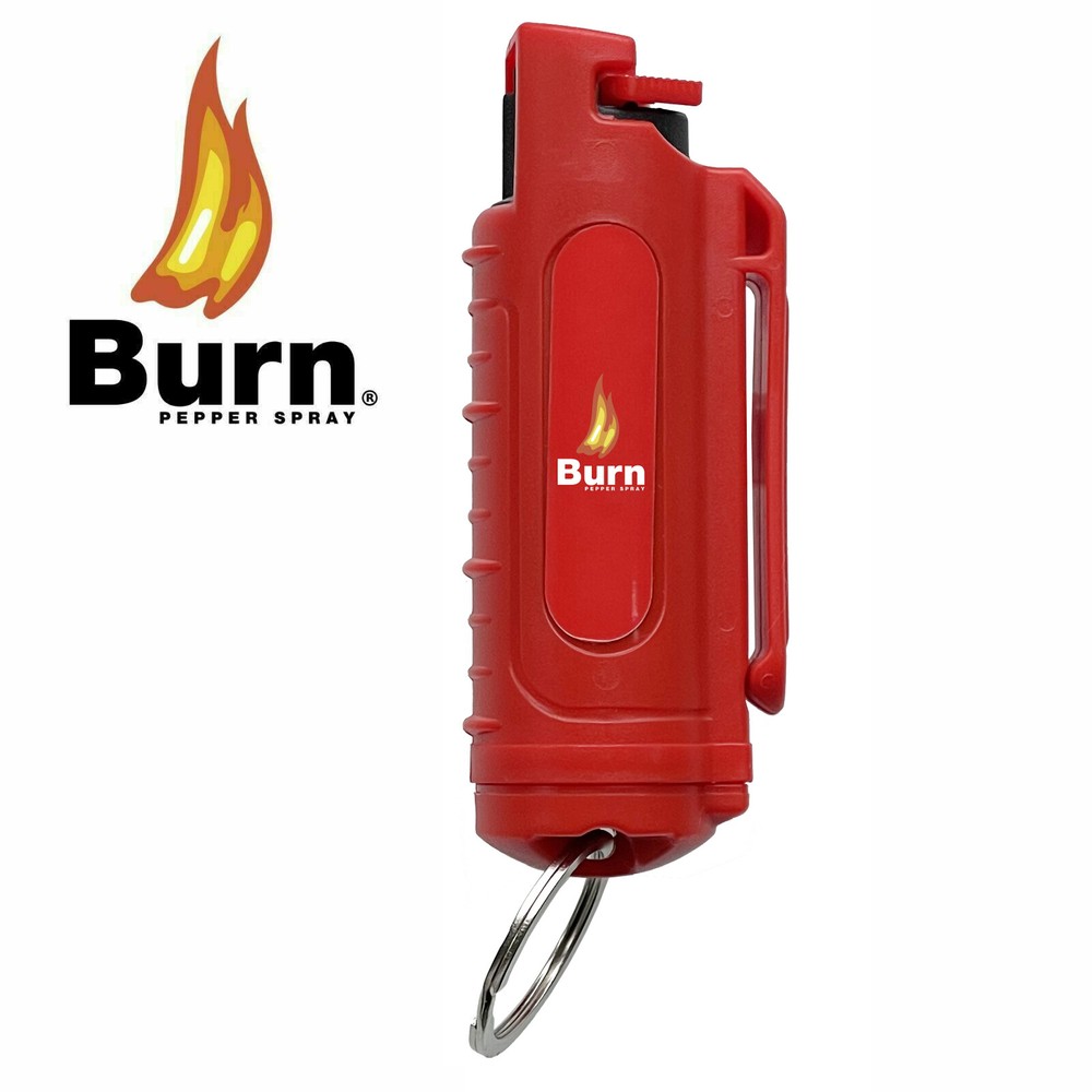 BURN Pepper Spray 1/2oz Self Defense Keychain Security Safety Lock Red