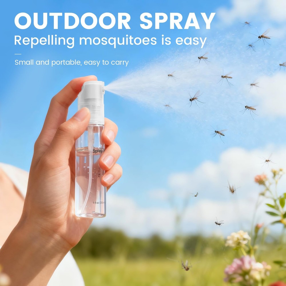 Bomeiyi 4 Pack Refillable Spray Bottle, Reversible Small Empty 1 Ounces, Grey