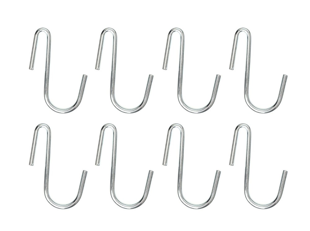 S-Shaped Hooks, Steel, Chrome Color, 8-PACK