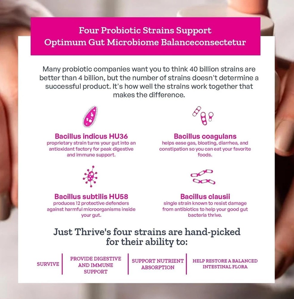 Just Thrive Probiotic & Antioxidant – Spore-Based Gut & Immune Support, 90 Ct