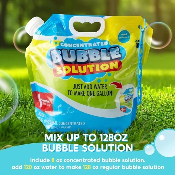 SYNCFUN Bubble Solution Makes 2 Gallons (128 OZ), Non Toxic Giant Bubbles
