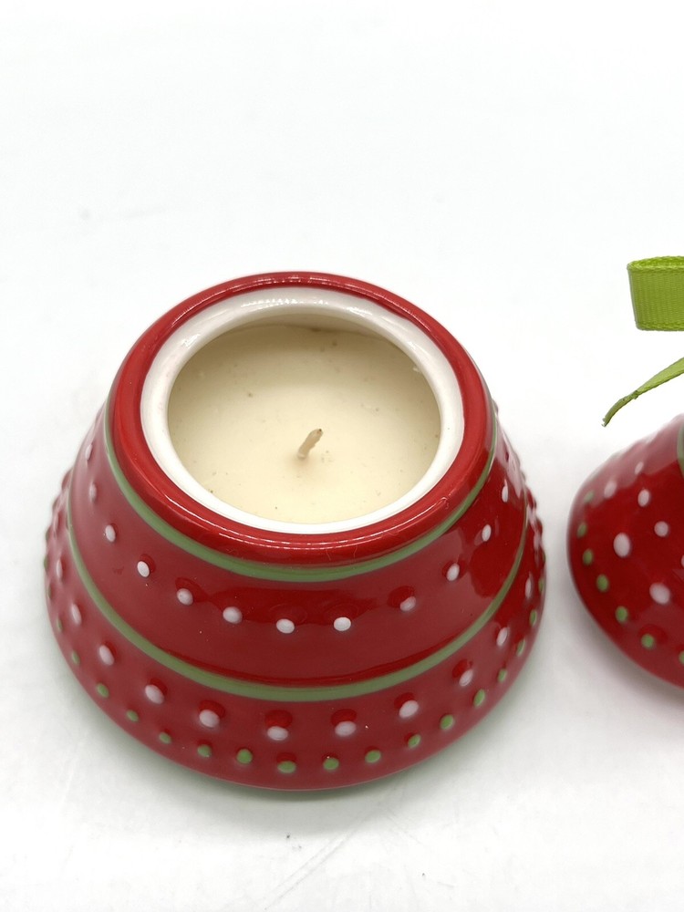 Grasslands Road Red Ceramic Christmas Tree 2pc Candle Very Nice