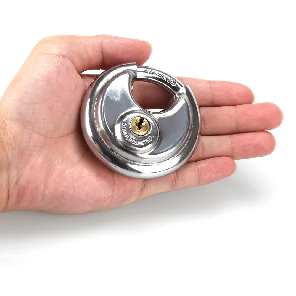 2x Round Storage Unit Padlock Stainless Steel Disk Keyed Discus Lock Waterproof