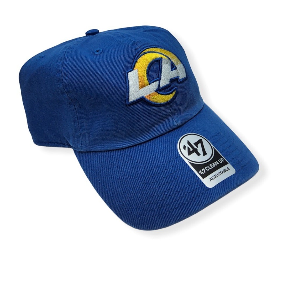 '47 Los Angeles Rams Clean Up Montego Blue Adjustable Strap Hat Dad Cap