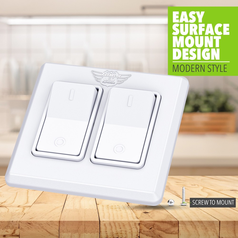 Single 2 Gang On-OFF 12V White Light Switch - RV Camper Trailer Marine Boat 12 V