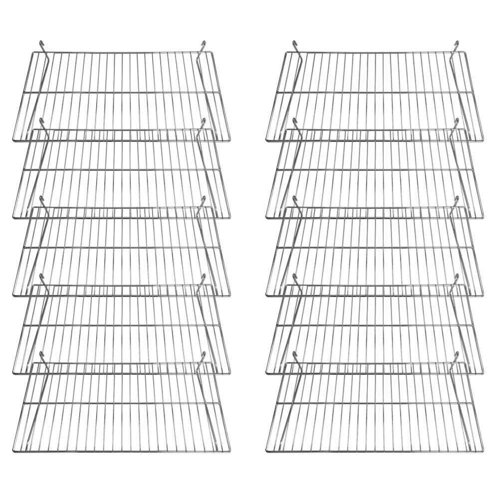 Gridwall Flat Display Shelf 24'' x 12'' Chrome 10 pcs