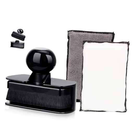 Tire Shine Applicator Brush & Interior Scrubbing Sponge for 2 Black