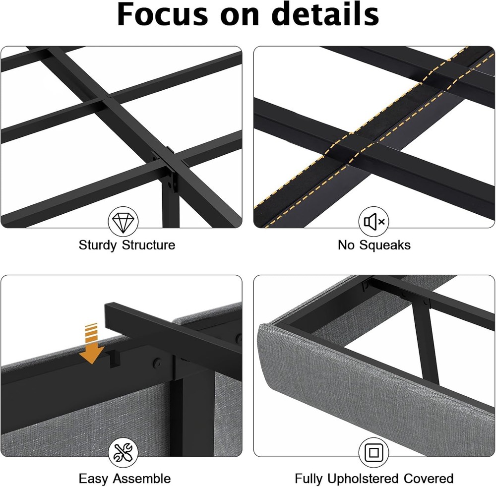 King Bed Frame ,Floating Metal Bed Frame King with LED Lights