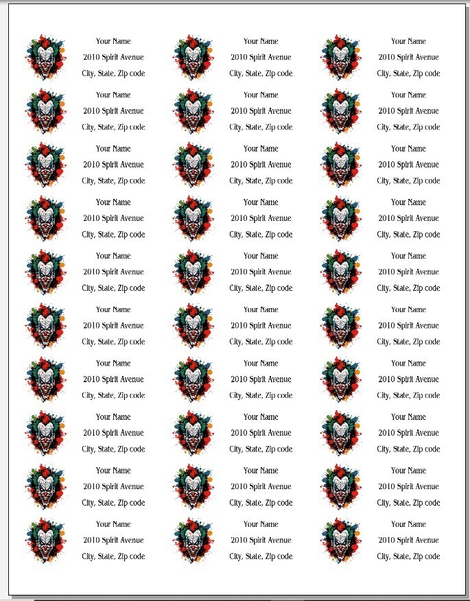 150 Scary Clown Pop Art Mailing Return Address Labels Personalized