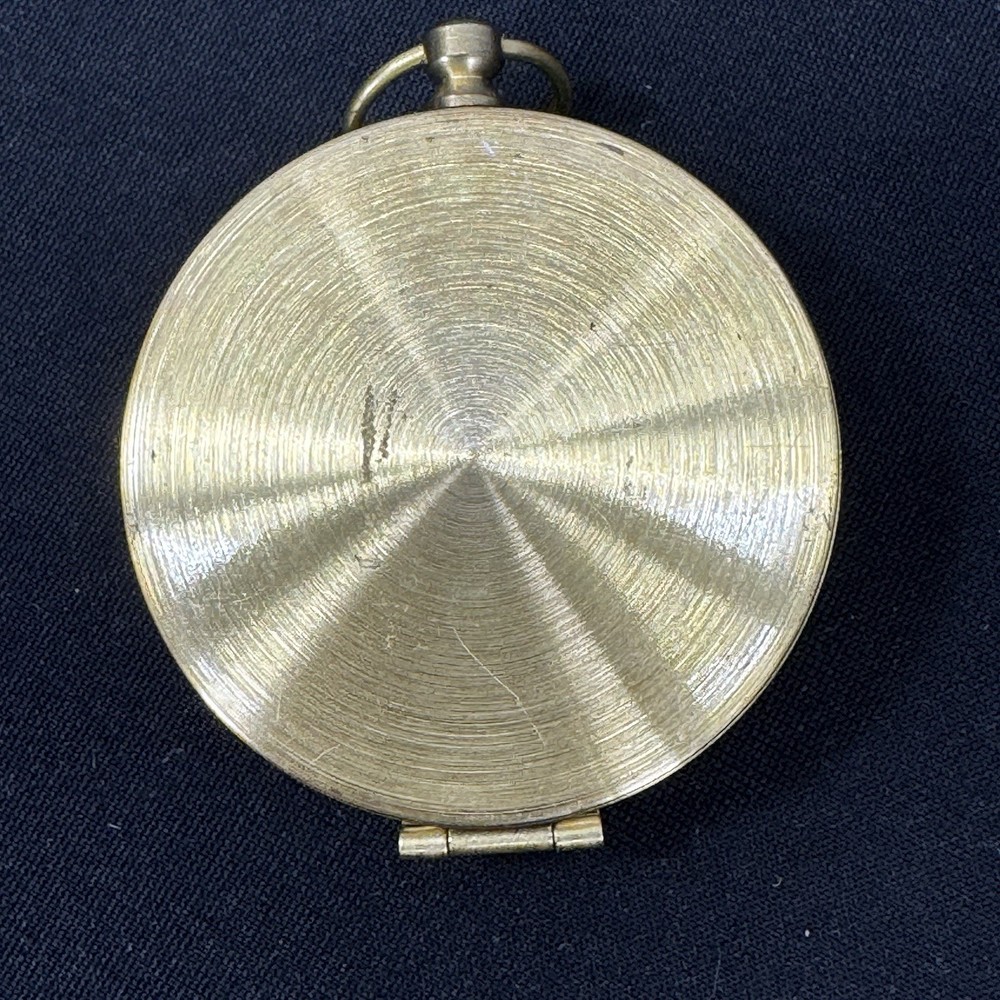 Vintage Brass Pocket Compass with Hinged Lid – Working Condition