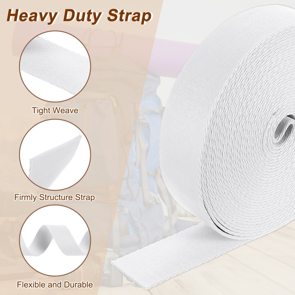 10 Yards Nylon Webbing Strap, 1 3/8-inch Bag Flat Webbing Straps, White