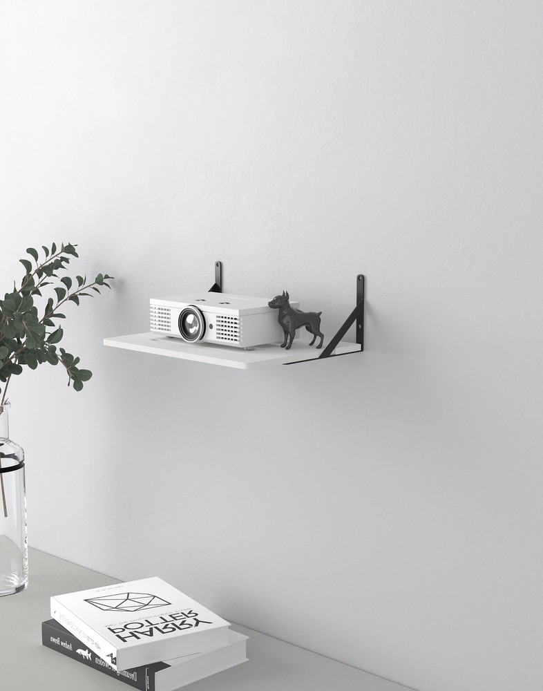 Black White Small Mini Projector Shelf for Wall, Cable Box / Router Shelf,Flo...