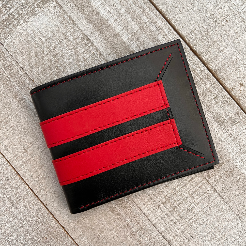 Thin Red Line Fire Fighter Wallet - First Responder Gift Leather Wallet