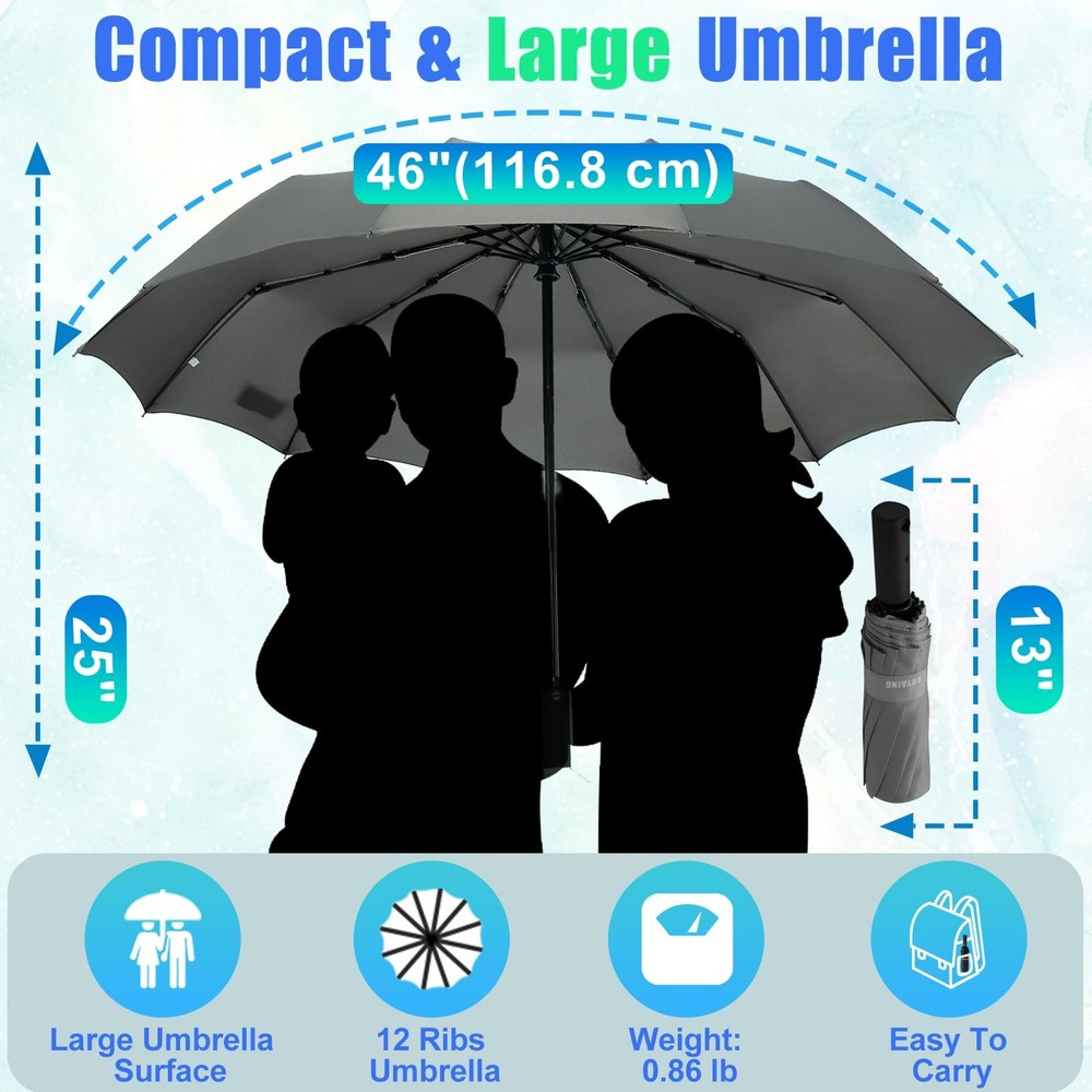 Windproof Compact Travel Umbrella Automatic Folding