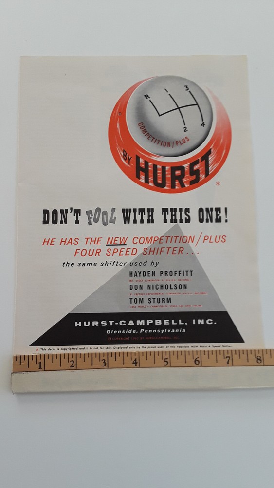 1963 COMPETITION PLUS 4 SPEED SHIFTER ORIGINAL AD