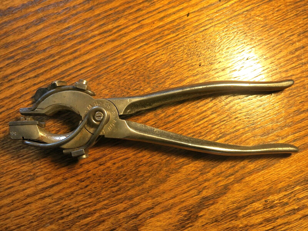 antique Button Setting pliers Patented Ham's 1882 tool for Attaching Buttons
