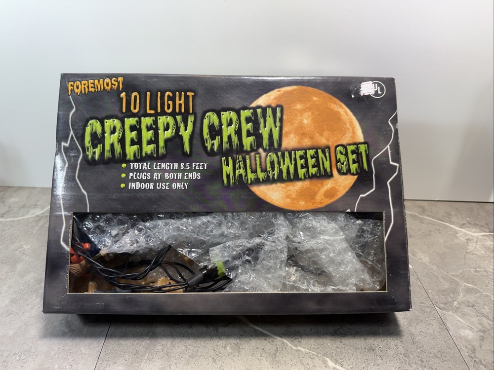 Vintage Halloween Creepy Crew String Light Set, 10 Characters TESTED