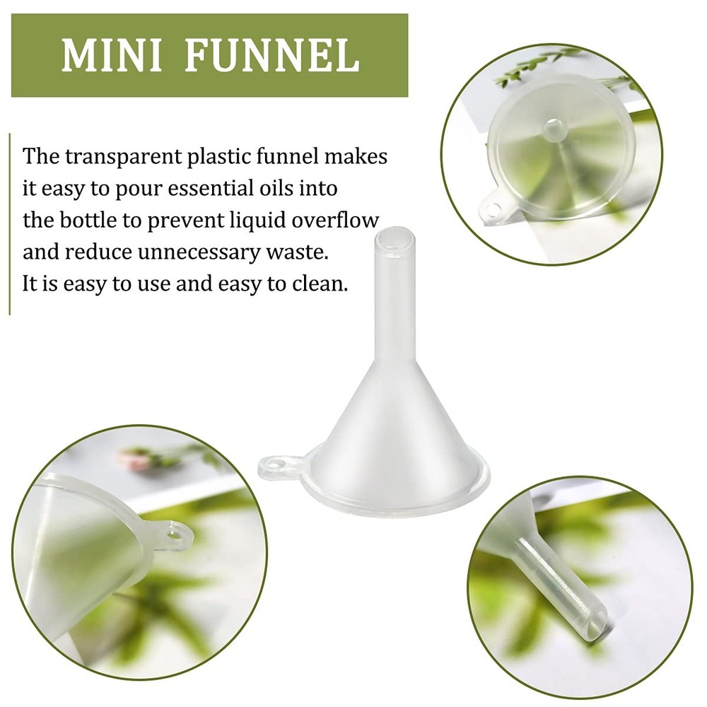 30 Pcs Small Mini Clear Plastic Funnels for Lab Bottles, Essential Oils, Perfume