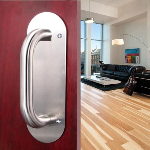Stainless Steel Door Plate Handle, Heavy Duty Pull/Push, Sliding Barn Pull Oval