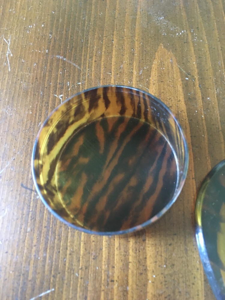 FANTASTIC Antique Celluloid Art Deco Shell Hand Mirror & matching Box