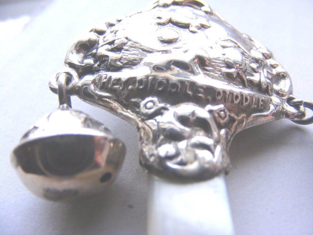 1906 Birmingham Sterling Silver MOP "Hey Diddle Diddle Rattle