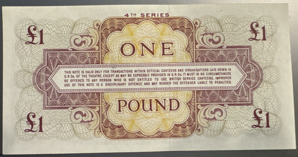 British Armed Forces 1 Pound 1962 Banknote VF