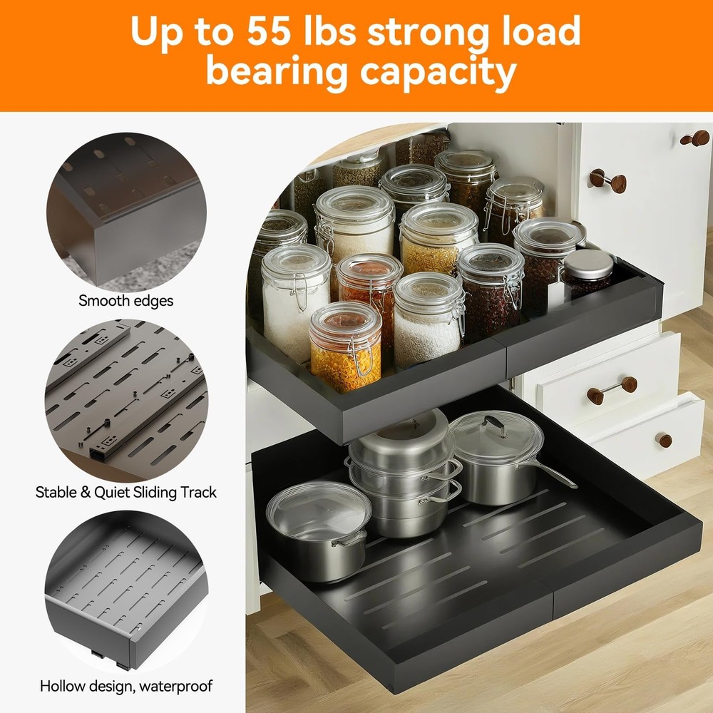 2 Pack 21'' Deep Pull Out Cabinet Organizer Expandable Width (12.6'' to 21'')...