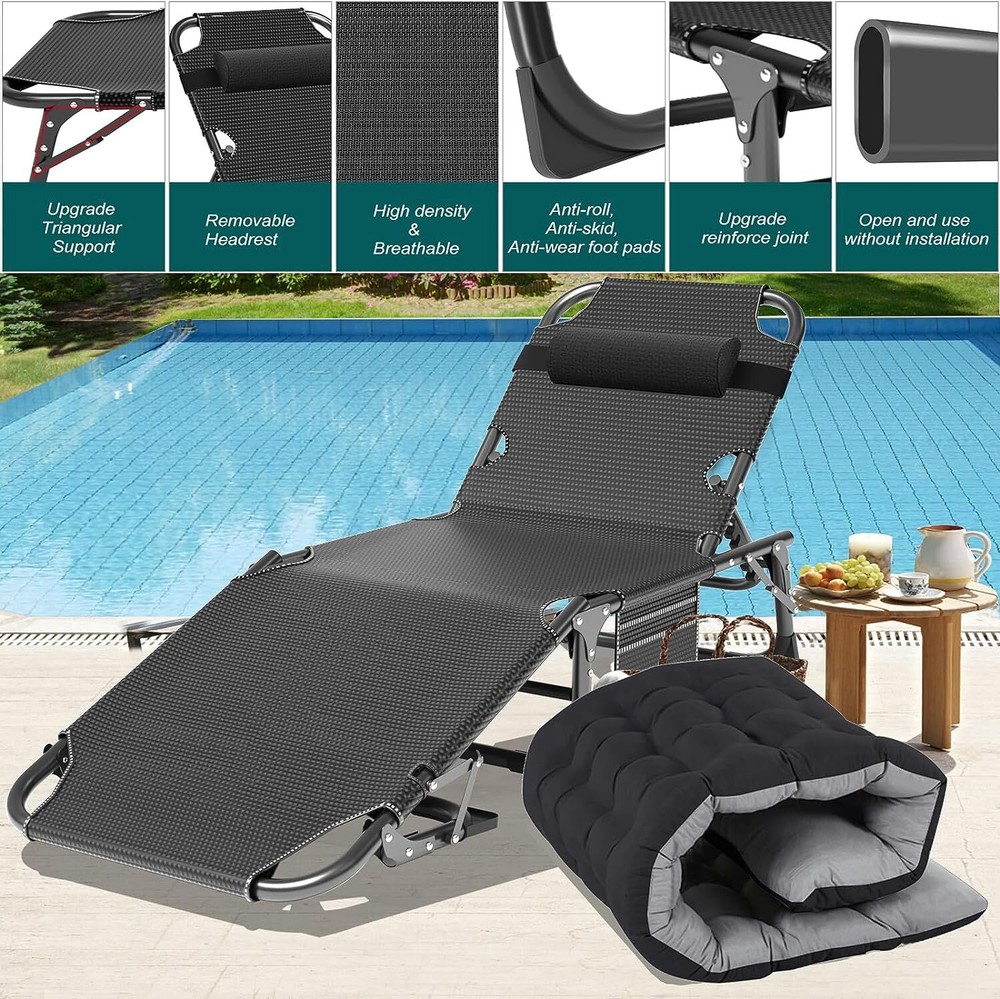 Begonia.K Camping Cot with Thick Pad , Cots for Sleeping, Bed 500LBS(Max Load)