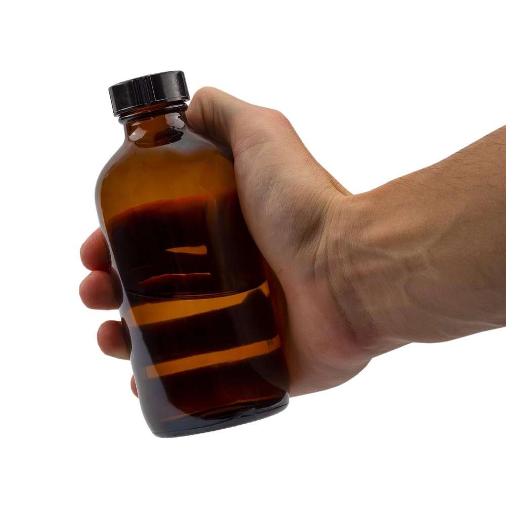 Cornucopia 8-Ounce Amber Glass Bottles with Polycone Caps, 6-Pack