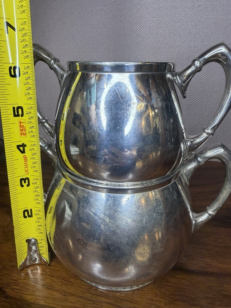 Rare 1951 Reed & Barton Silverplate 3150 Stackable Sugar & Waste Bowl Set