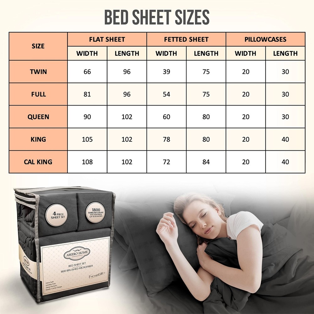 Full Size Bed Sheets Cooling - Luxury Hotel Sheet Set - Soft Sheets with Elas...