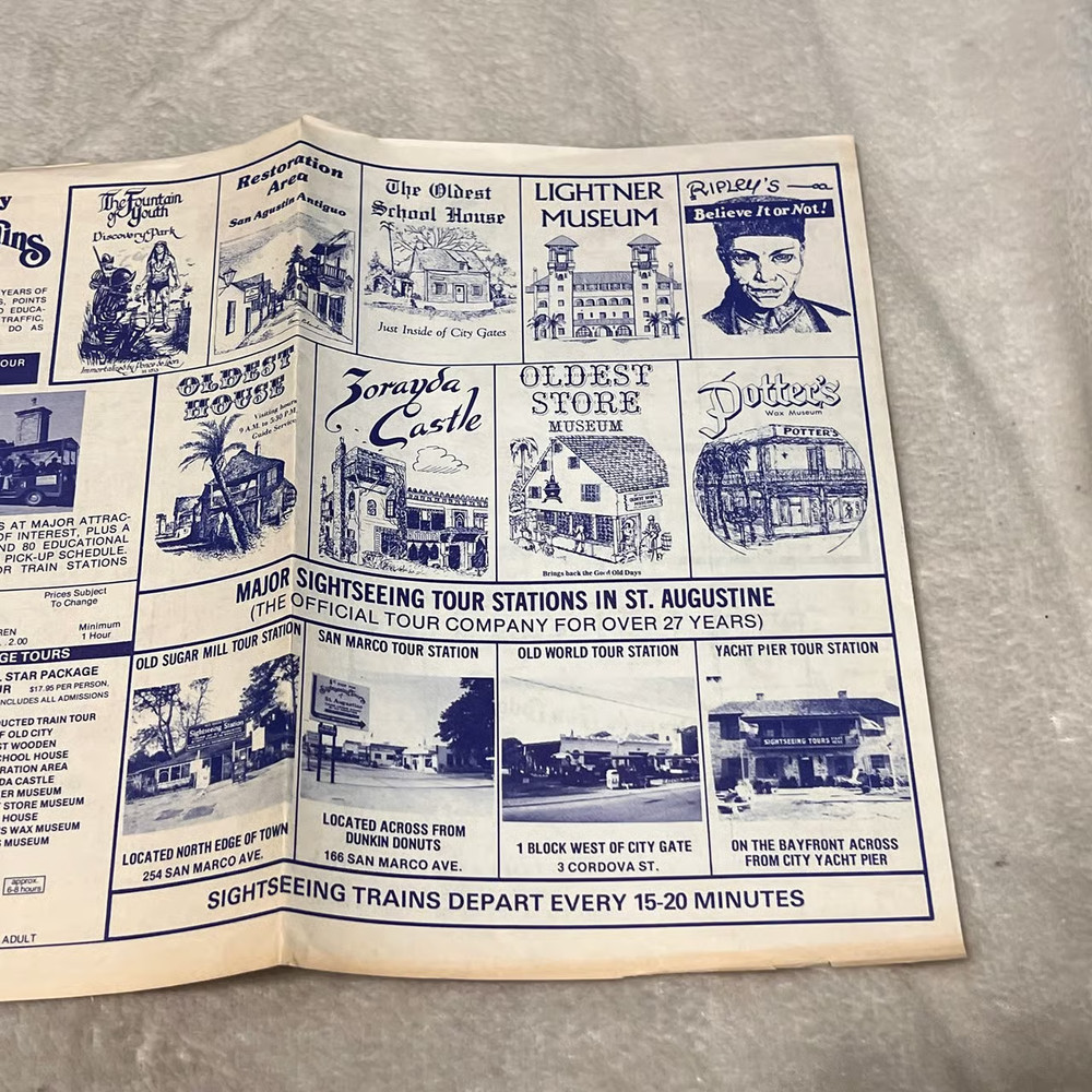St Augustine Florida Sightseeing Train Advertisement and Map Vintage U