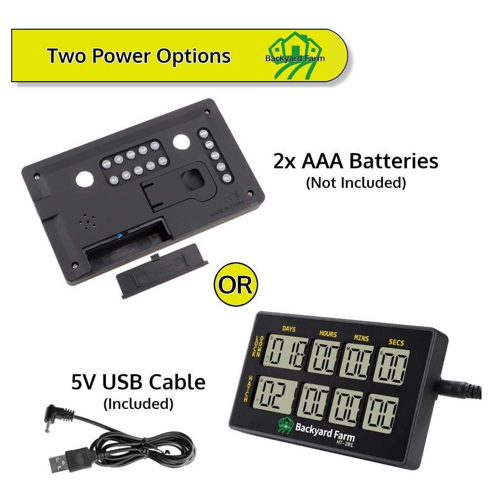 Egg Incubator Dual Countdown Hatch Timer Double Count Down Days Hours Minute Sec