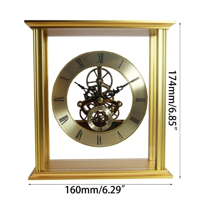 Round Gear Wall Clock Gold Perspective Digital Wall Clock 160mm Diameter