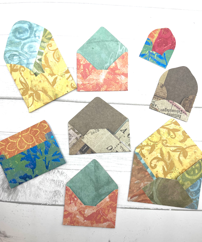 Die Cuts Mini Envelope Foldables Assortment 16 Pieces Double Sided Paper Mix