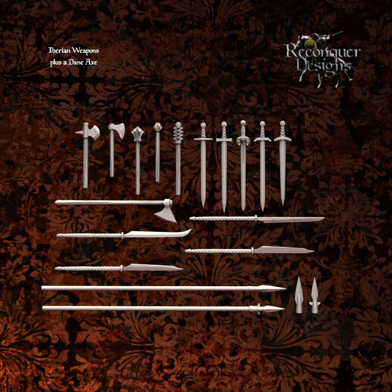 Reconquer Designs Miniature Medieval Weapon Pack Conversion Bits 20 28mm 32mm +