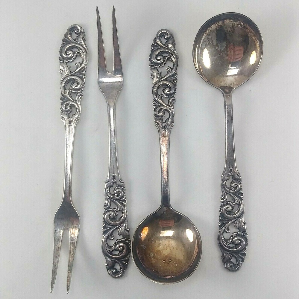 Brodrene Mylius Norway Tele Pattern 830 Silver Cocktail Fork & Soup Spoon Set