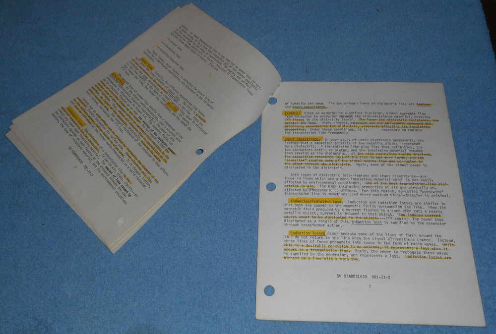 1979 US Air Force Technical Training Study Guide Transmission Lines & Antennas