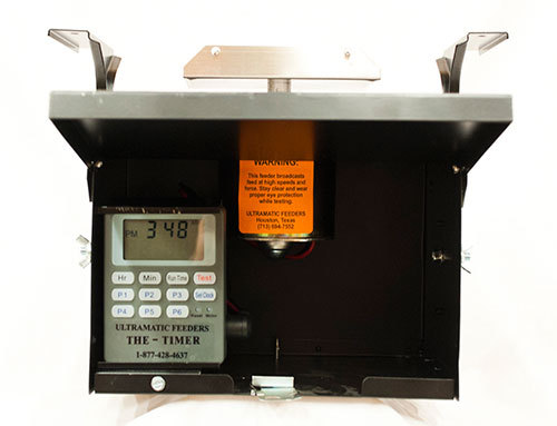 12 Volt Black Box Feeder Control Unit with Attached Solar & THE-TIMER & Battery
